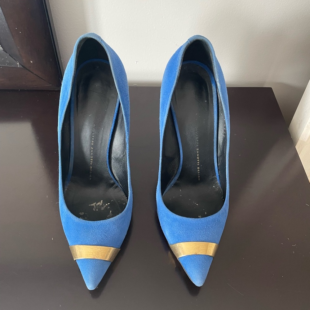 Giuseppe Zanotti Blue and Gold Heels - Picture 2 of 5